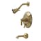 Kingston Brass KB36370NDL Tub and Shower Faucet, Brushed Brass KB36370NDL - alternate 1